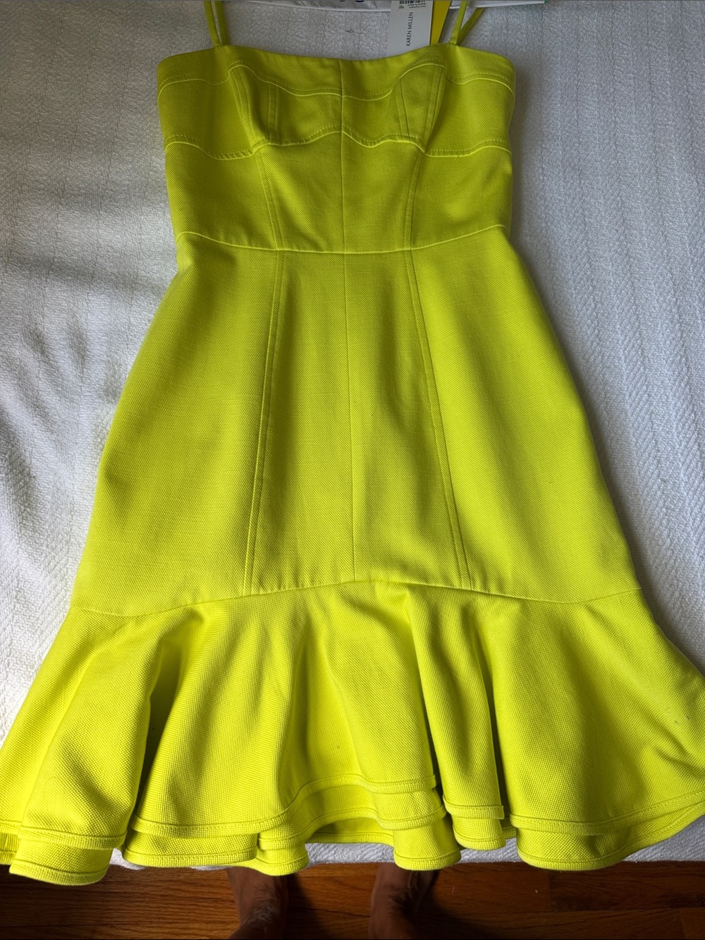 Karen Millen Neon Yellow Strap Dress NWT